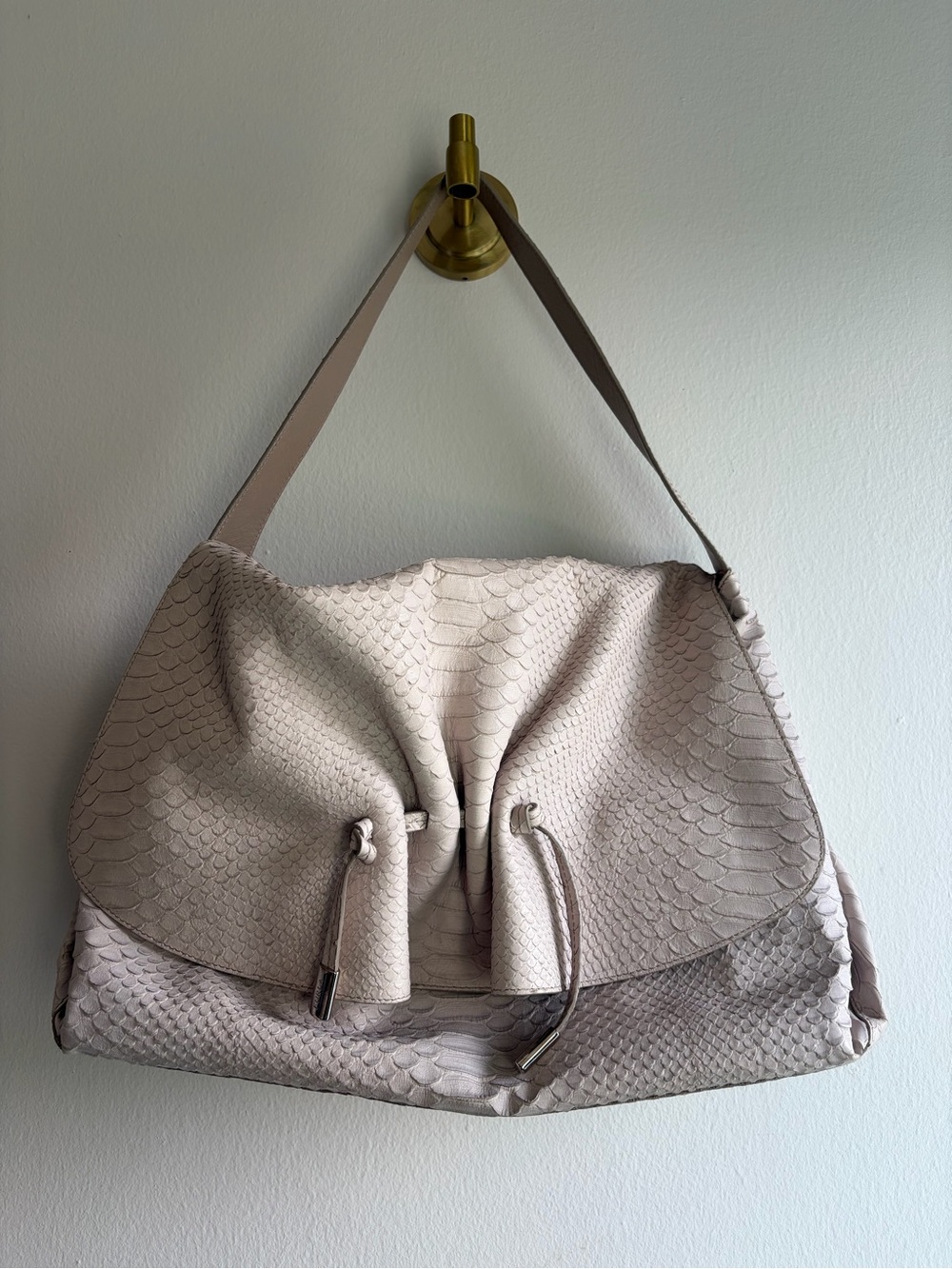 Furla Soft Textured Drawstring Shoulder Bag - Light Beige